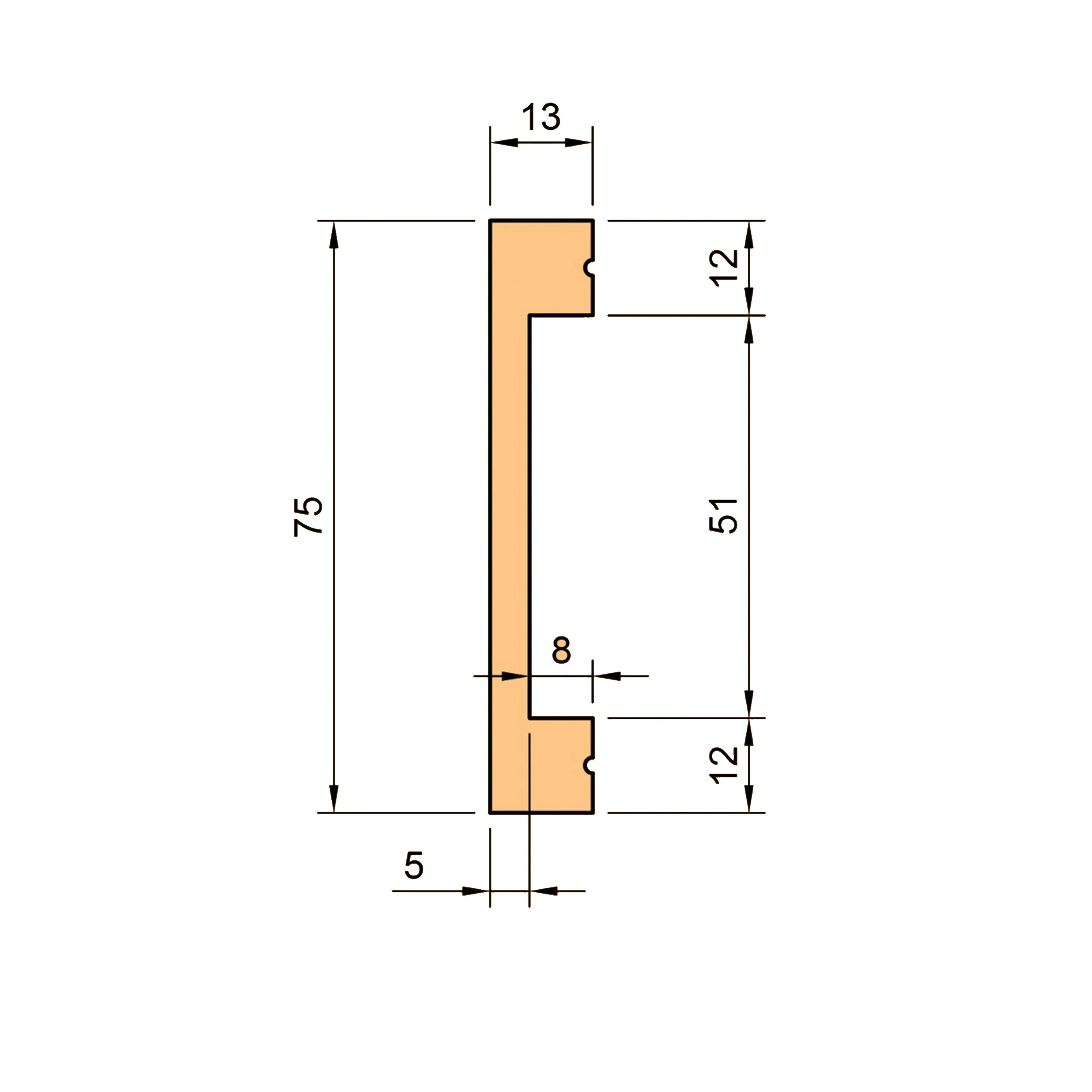 116ml bancale di Battiscopa SQUADRATO BIANCO Passacavo 75x13x2000mm in POLIMERI