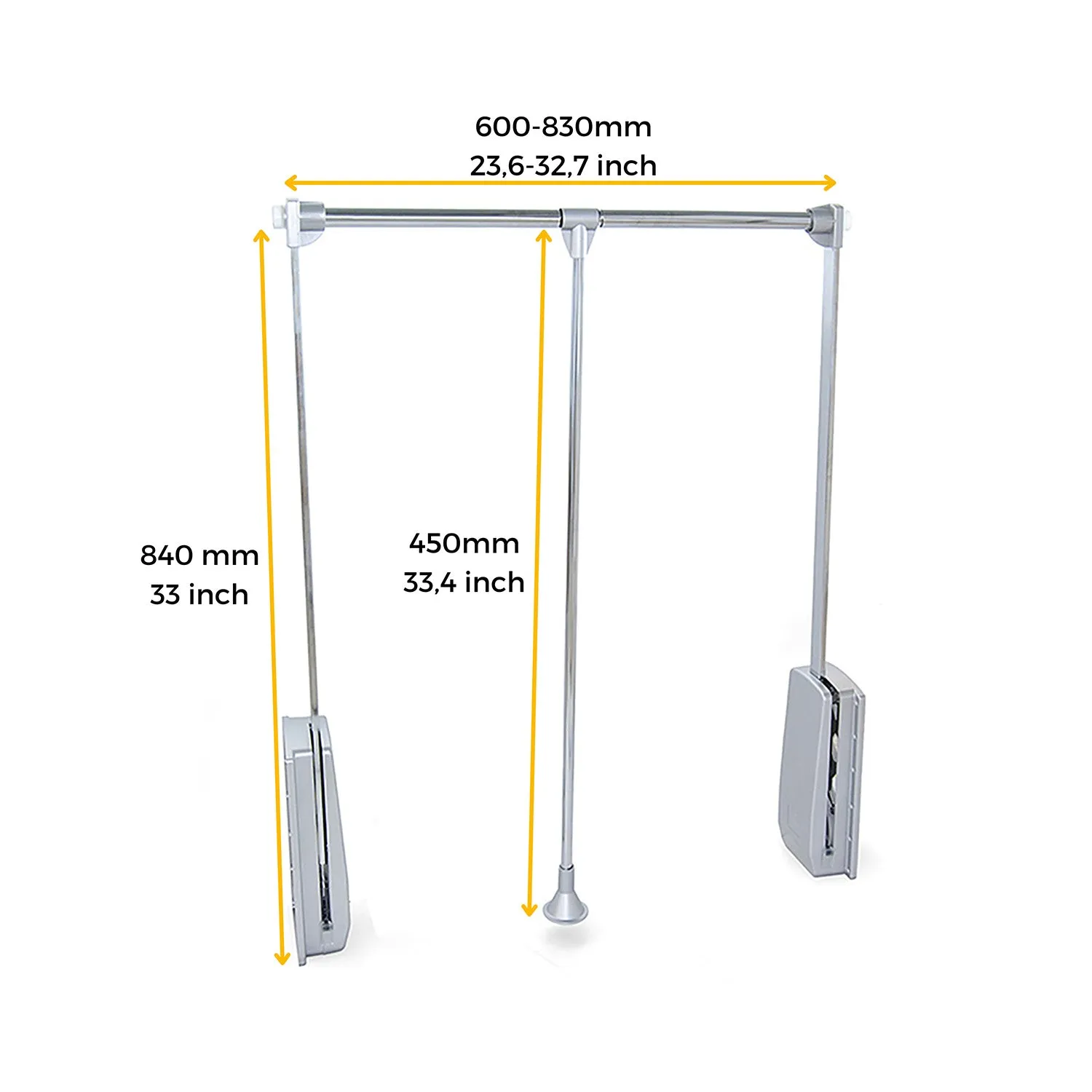 Appendiabiti Saliscendi Per Armadio In Acciaio 60-83x84cm Cromato