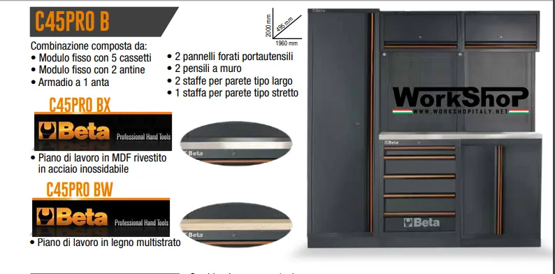 Arredo Officina Beta Utensili C45PRO BX piano inox