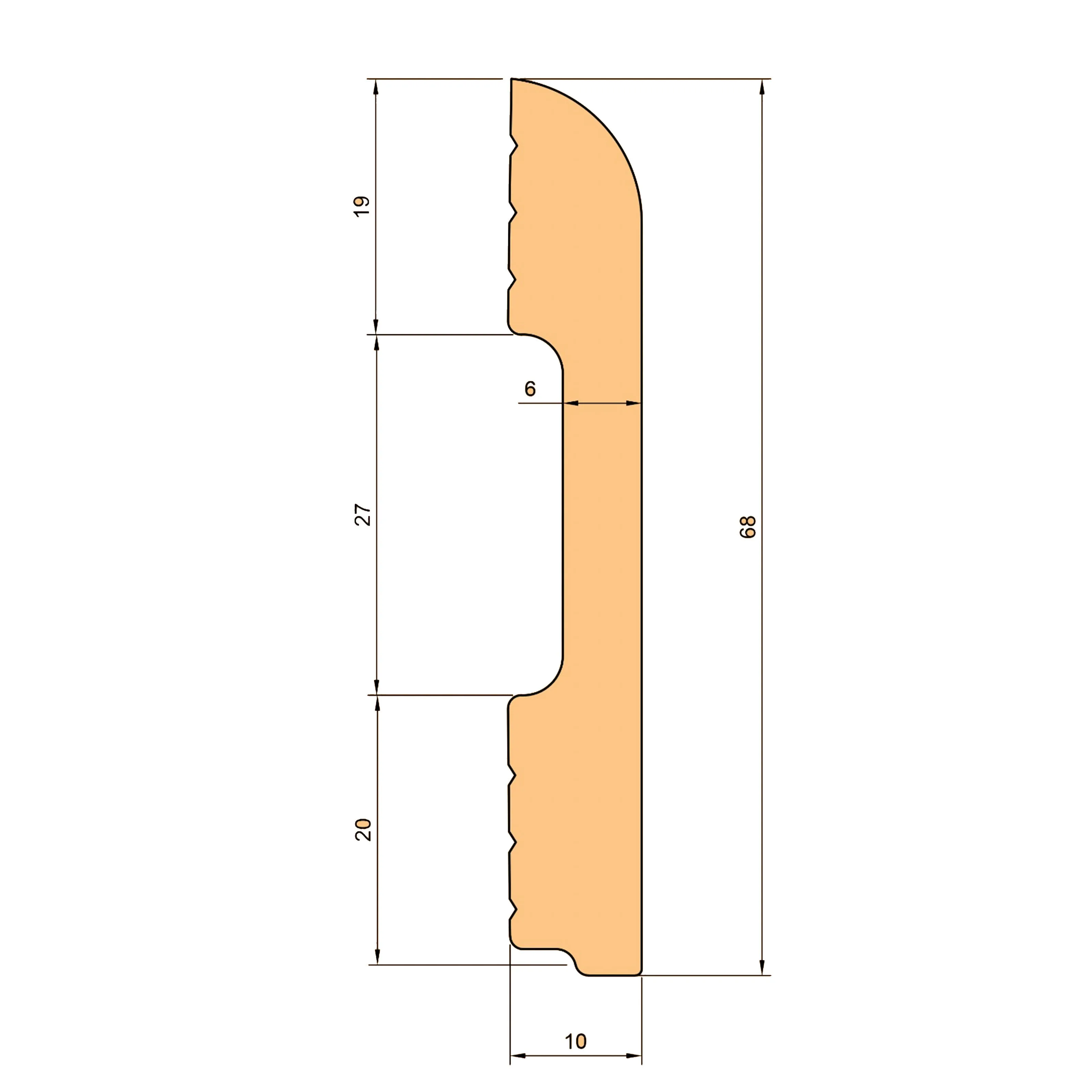 Battiscopa BC Spazzolato in POLIMERI EqualWood HI-TEC 68x10mm Bianco, Alluminio ecc.