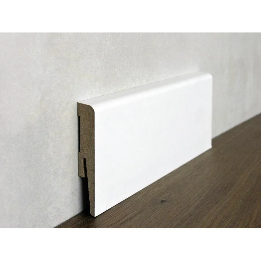 BATTISCOPA MODERNO Zoccolino SQUADRATO 80X15 in MDF BIANCO (prezzo al metro lineare)