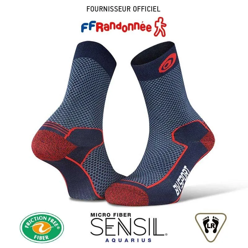 BV SPORT SOCQUETTE DOUBLE POLYAMMIDE EVO BLEU / ROUGE CALZINO