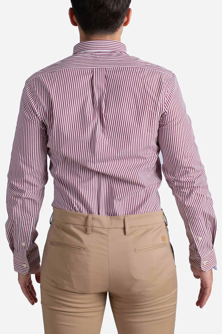 Camicia in popeline stretch a righe red