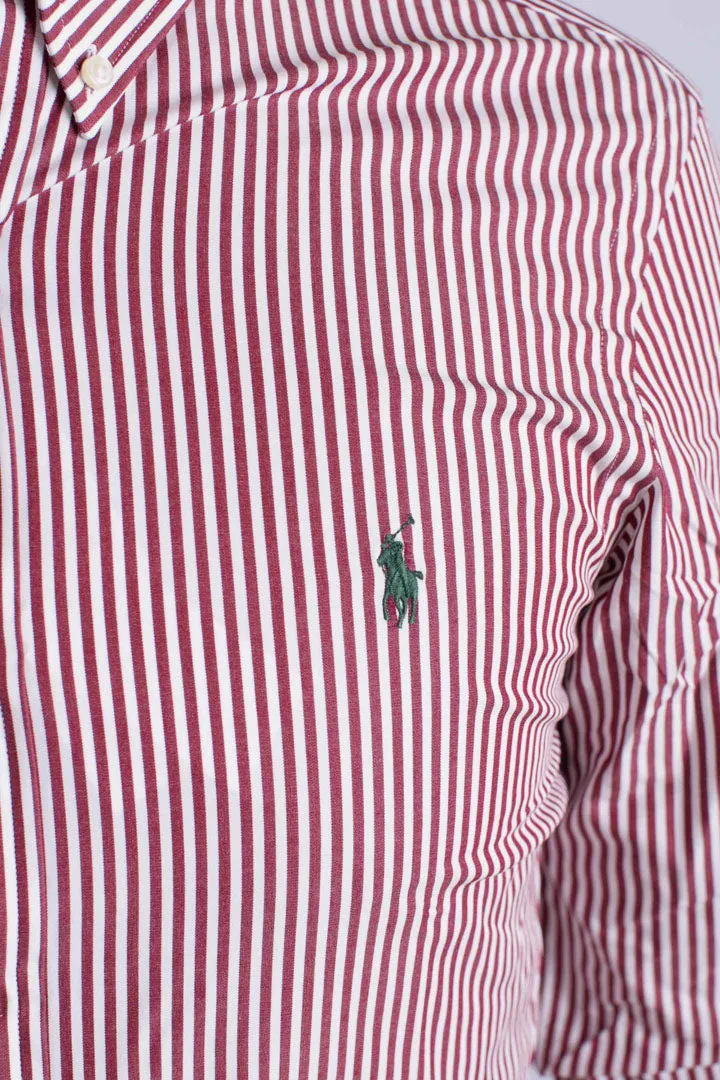 Camicia in popeline stretch a righe red