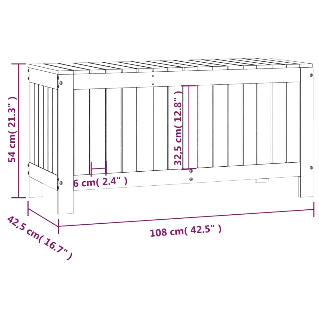 Contenitore da Giardino 108x42,5x54 cm Legno Massello di Pino