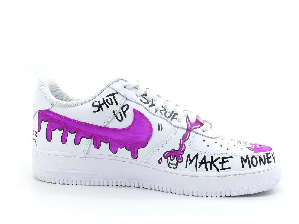 CUSTOM / Nike Air Force 1 Sneaker Uomo AF1 Graffiti Style White Violet