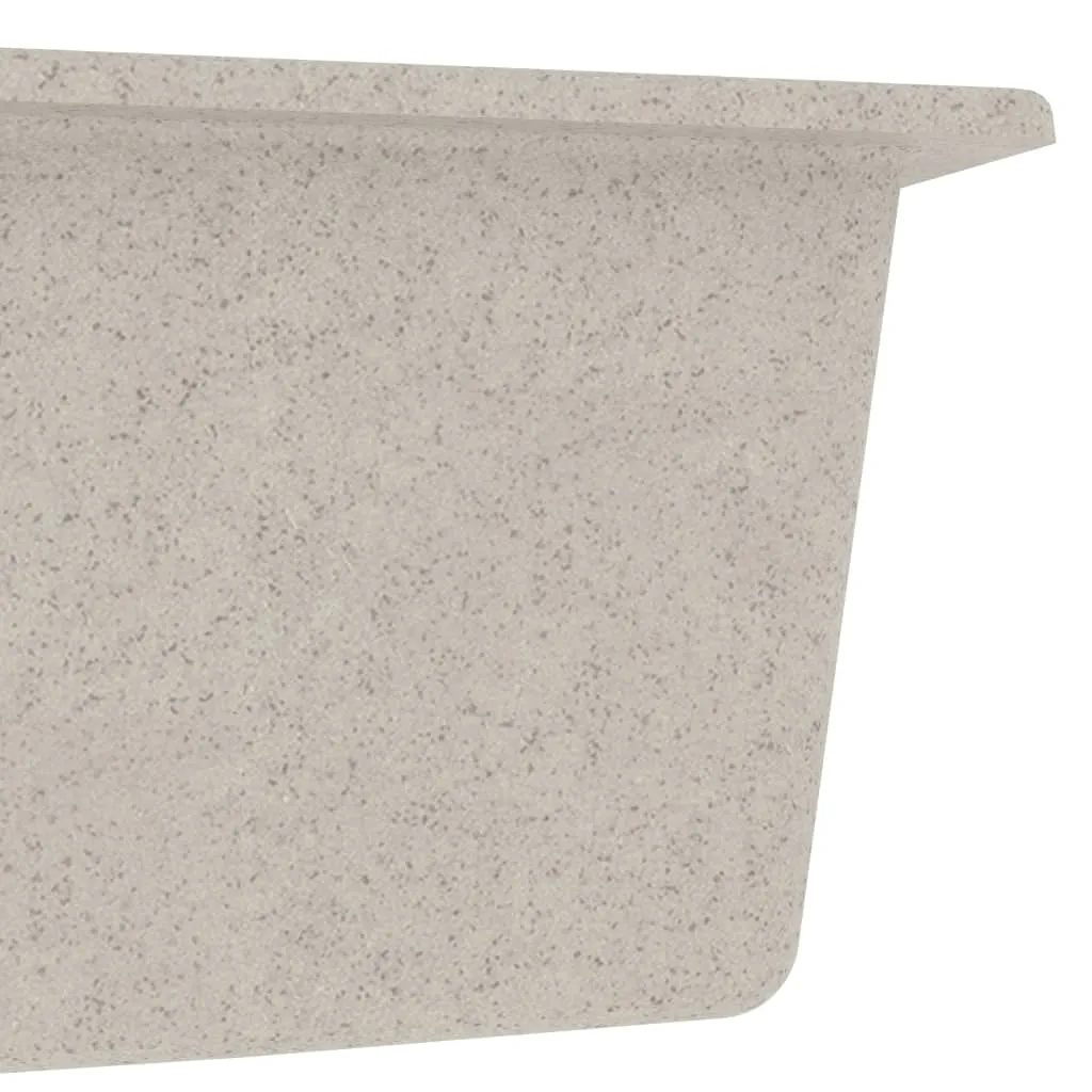 Lavello da Cucina Doppio con Foro Troppopieno Beige in Granito