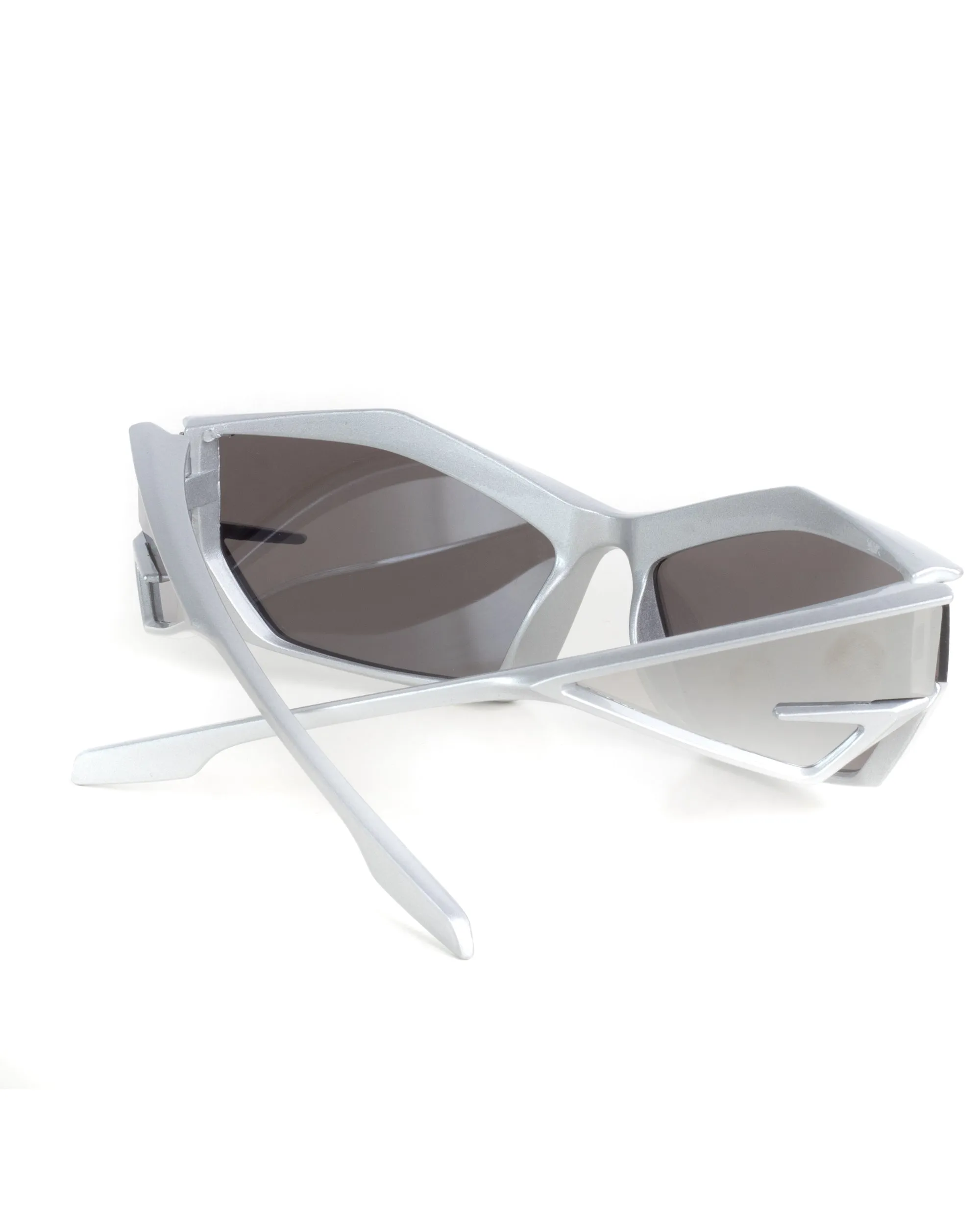 Occhiali da Sole Futuristico Casual Sunglasses Uomo Donna Lenti Specchiate Silver Sportivo Unisex GIOSAL-OC1067A