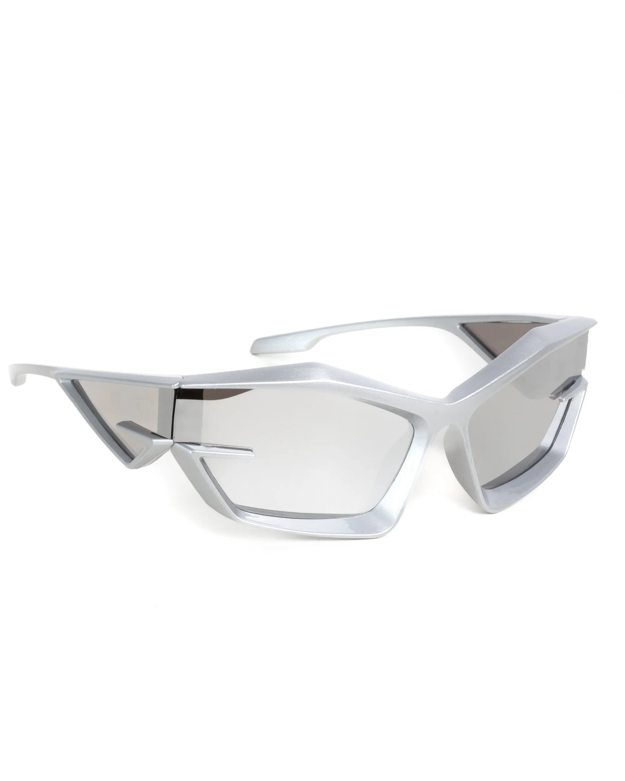 Occhiali da Sole Futuristico Casual Sunglasses Uomo Donna Lenti Specchiate Silver Sportivo Unisex GIOSAL-OC1067A