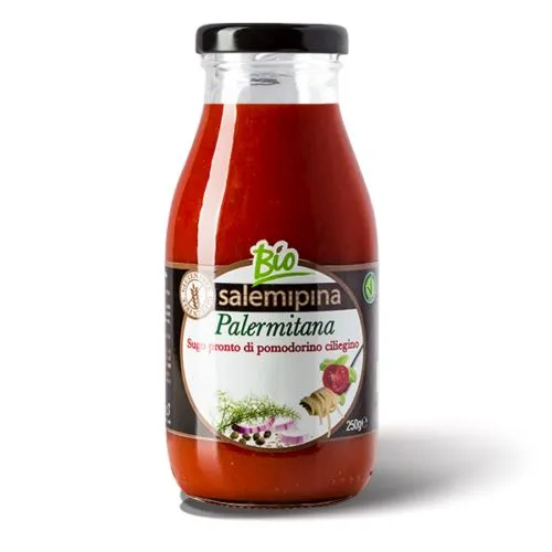 Salsa Biologica pronta di pomodoro ciliegino alla Palermitana, 330 grammi