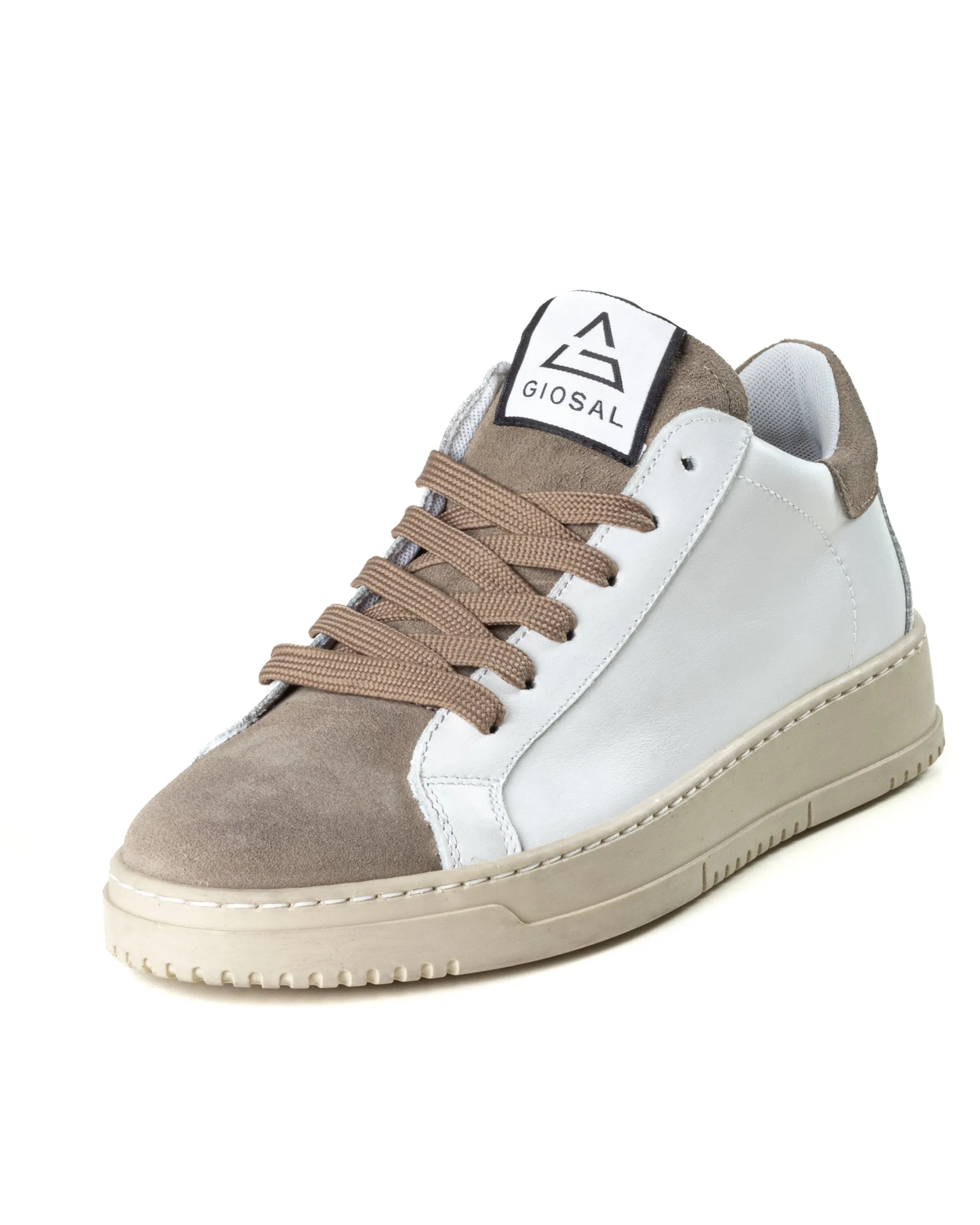 Scarpe Uomo Sneakers Bianche Casual Sportive Ecopelle Camoscio Beige GIOSAL-S1238A